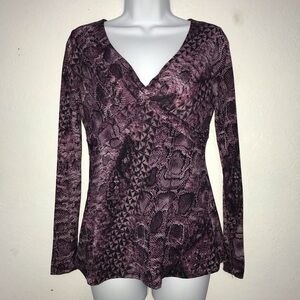 Macy Inc Stretch Snake print empire Vneck Top S